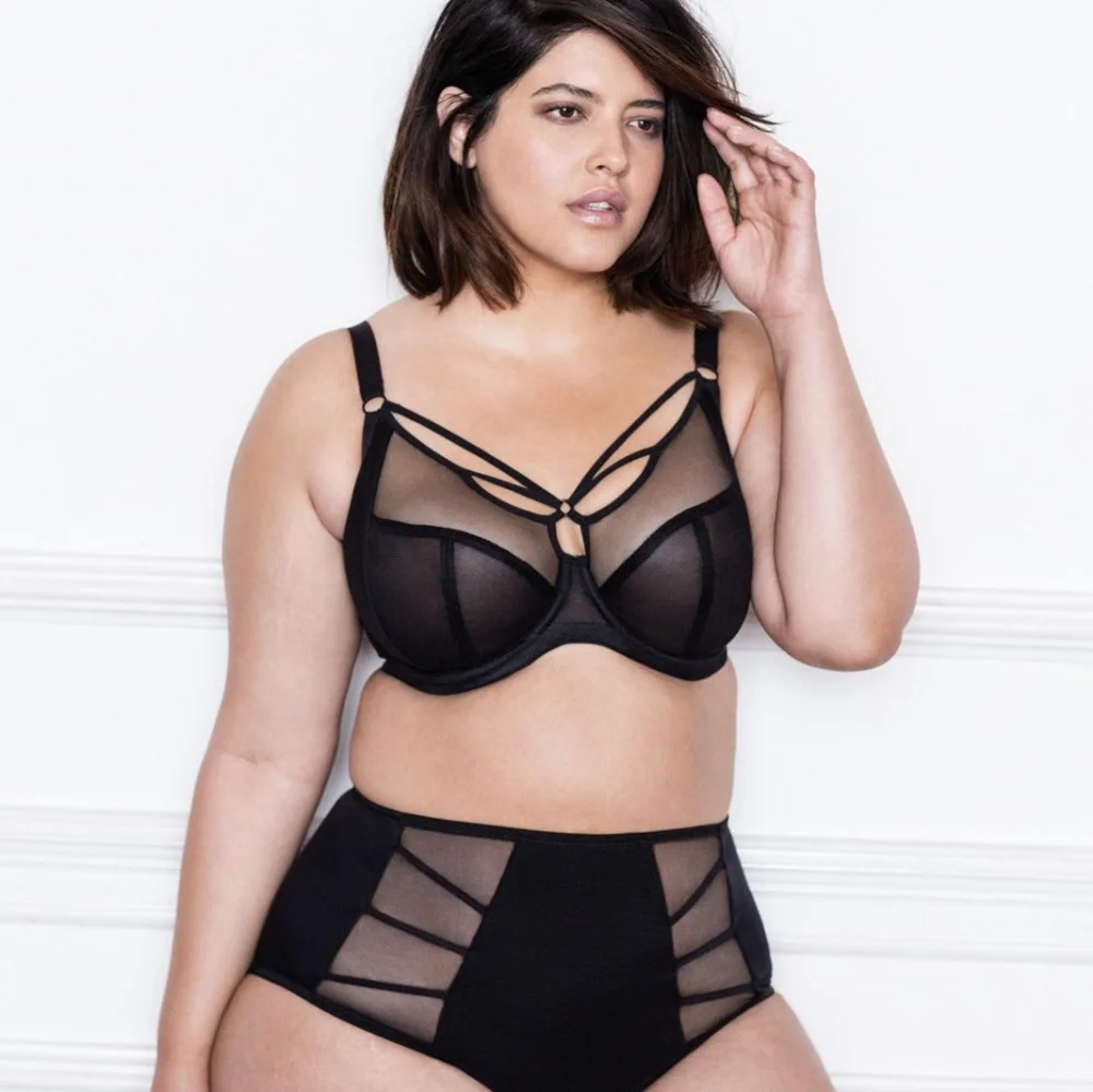 Elomi Black Sachi Side Support Strappy Sexy Lingerie Cage Bra Size 38L